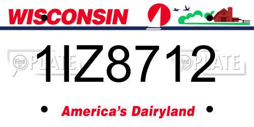 1IZ8712 Wisconsin License Plate