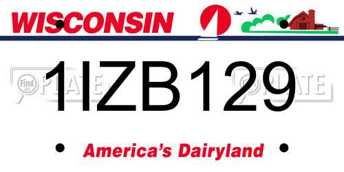 1IZB129 Wisconsin License Plate