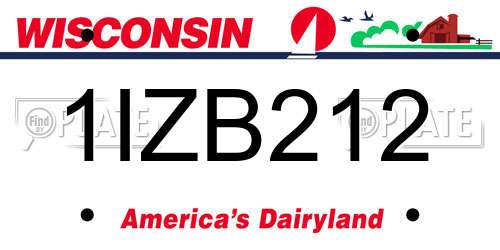 1IZB212 Wisconsin License Plate