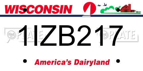 1IZB217 Wisconsin License Plate