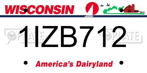 1IZB712 Wisconsin License Plate