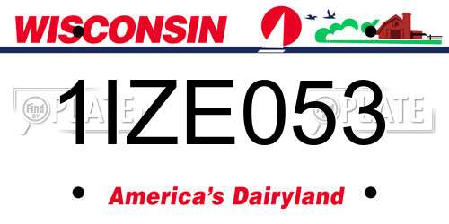1IZE053 Wisconsin License Plate