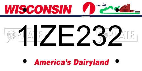 1IZE232 Wisconsin License Plate
