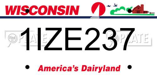 1IZE237 Wisconsin License Plate