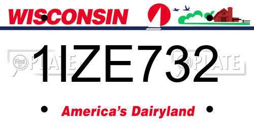 1IZE732 Wisconsin License Plate