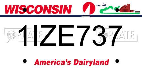 1IZE737 Wisconsin License Plate