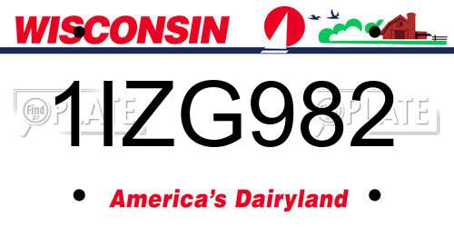 1IZG982 Wisconsin License Plate