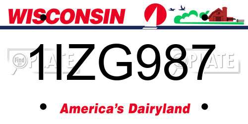 1IZG987 Wisconsin License Plate