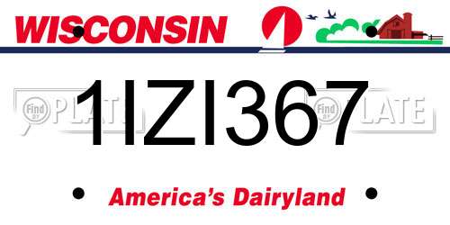 1IZI367 Wisconsin License Plate