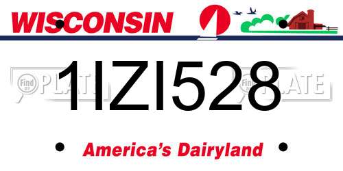 1IZI528 Wisconsin License Plate