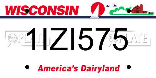 1IZI575 Wisconsin License Plate