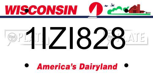 1IZI828 Wisconsin License Plate