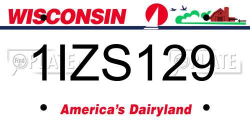 1IZS129 Wisconsin License Plate