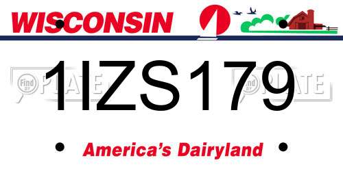 1IZS179 Wisconsin License Plate