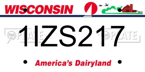 1IZS217 Wisconsin License Plate