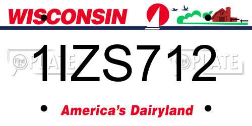 1IZS712 Wisconsin License Plate