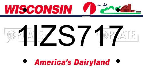 1IZS717 Wisconsin License Plate