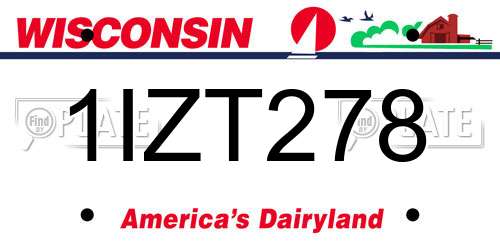 1IZT278 Wisconsin License Plate
