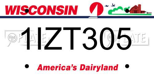 1IZT305 Wisconsin License Plate