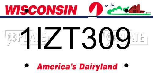 1IZT309 Wisconsin License Plate