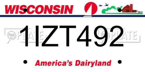 1IZT492 Wisconsin License Plate