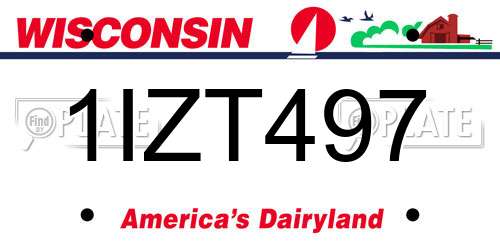 1IZT497 Wisconsin License Plate