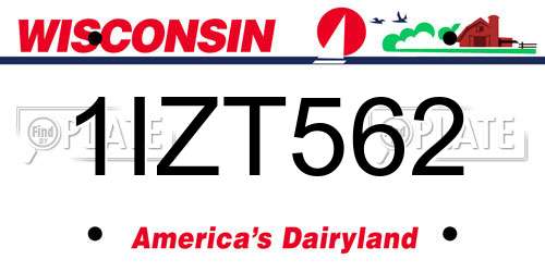1IZT562 Wisconsin License Plate