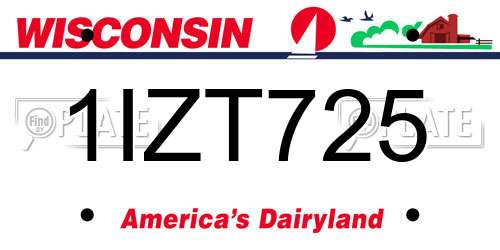 1IZT725 Wisconsin License Plate