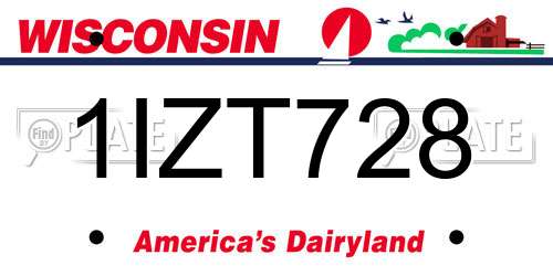 1IZT728 Wisconsin License Plate