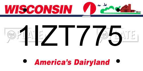 1IZT775 Wisconsin License Plate