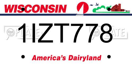1IZT778 Wisconsin License Plate