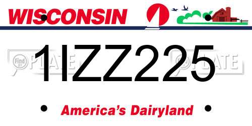1IZZ225 Wisconsin License Plate