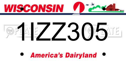 1IZZ305 Wisconsin License Plate