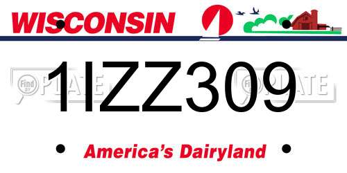 1IZZ309 Wisconsin License Plate