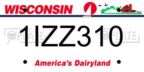 1IZZ310 Wisconsin License Plate