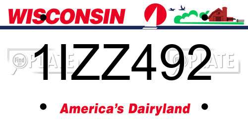1IZZ492 Wisconsin License Plate