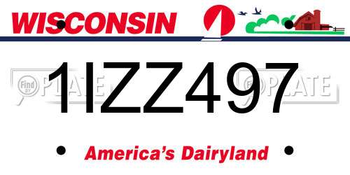 1IZZ497 Wisconsin License Plate
