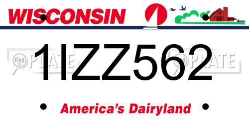 1IZZ562 Wisconsin License Plate