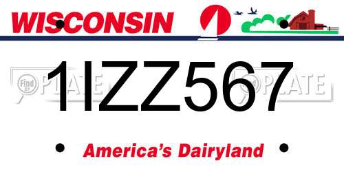 1IZZ567 Wisconsin License Plate