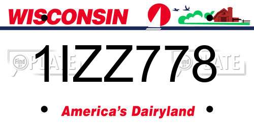 1IZZ778 Wisconsin License Plate