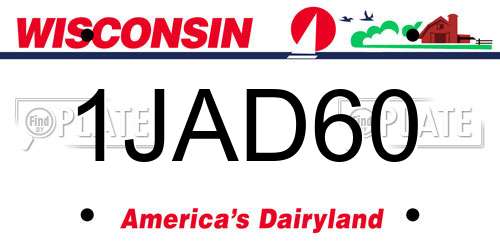 1JAD60 Wisconsin License Plate