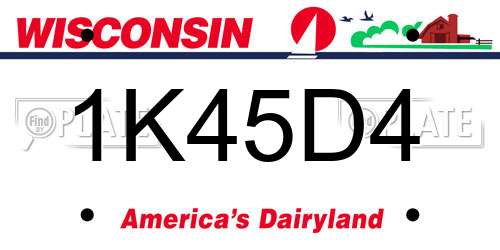 1K45D4 Wisconsin License Plate