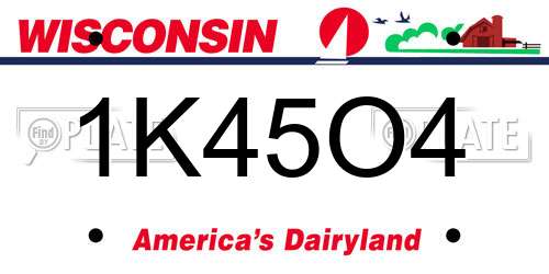 1K45O4 Wisconsin License Plate