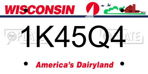 1K45Q4 Wisconsin License Plate
