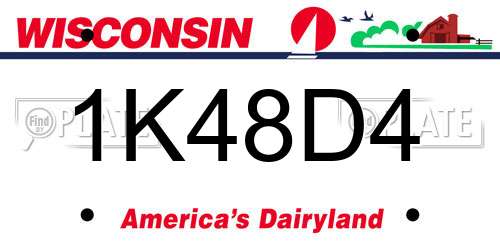 1K48D4 Wisconsin License Plate