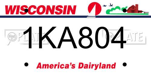 1KA804 Wisconsin License Plate