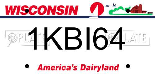 1KBI64 Wisconsin License Plate
