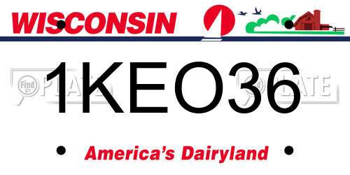 1KEO36 Wisconsin License Plate