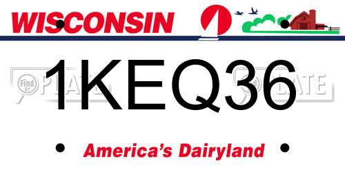 1KEQ36 Wisconsin License Plate