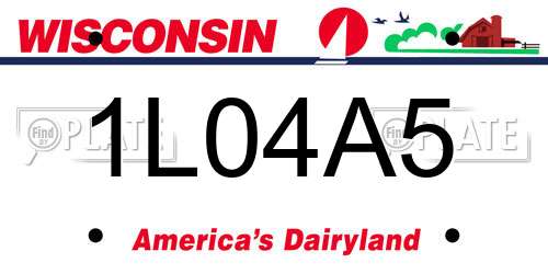 1L04A5 Wisconsin License Plate